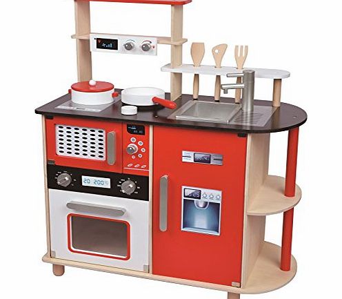 LELIN  Wooden Childrens Pretend Play Modern Kitchen Cooking Toy With Pots amp; Pans