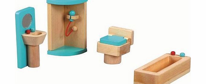 LELIN  Wooden Wood Bathroom Playset Childrens Kids Pretend Play Set For Doll Houses