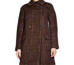 Dark brown wool blend double-breasted coat