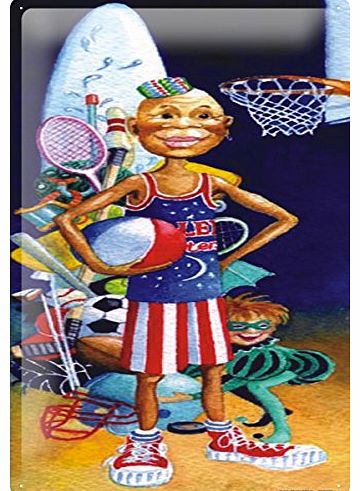 leotie fashion&lifestyle Fun Tin Sign Wall Decor Plate Basketball toy sport equipment Metal Wall Plate 8X12