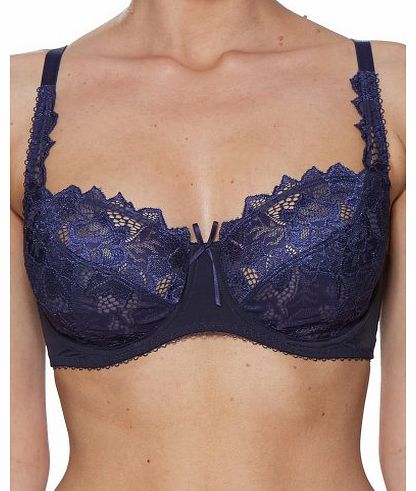 Fiore Navy Blue Floral Lace Full Cup Bra 93229 34C