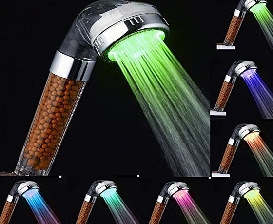 LESOLEIL AIMENTE Automatic Multicolor 7-Colour Changed By Water Pressure Double Filtration LED Spa Shower Head Hose Water Faucet
