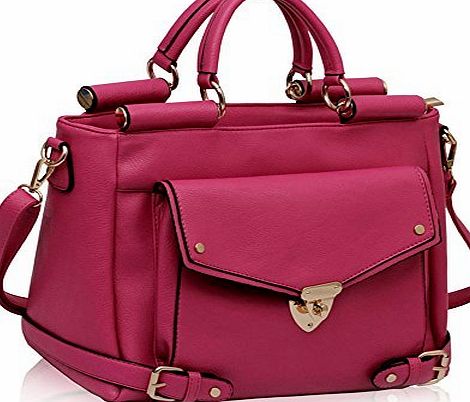 LESSUN LONDON New Women Designer Black HandBags Ladies Leather Shoulder Tote Satchel Cross Body Grab Handbags