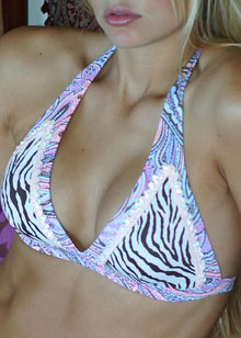 Letarte Paisley and Zebra fixed triangle bikini top