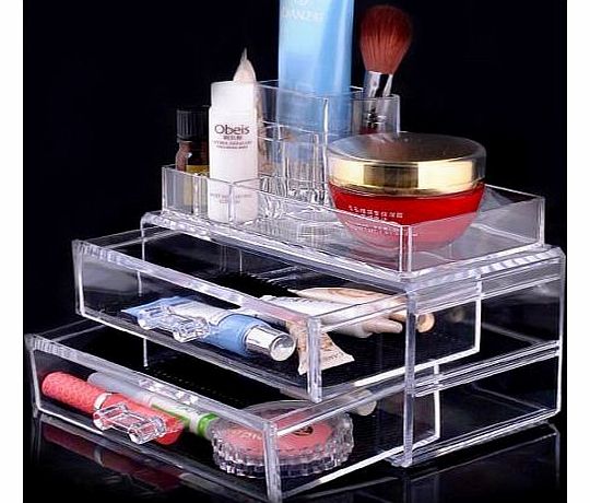 Clear Acrylic Transparent Make Up Box Organiser Cosmetic Display Storage Case