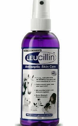 Leucillin Antiseptic Skin Care - Suitable for all Mammals, Kills All Known Germs On Contact, Safe Around Eyes, Nose amp; Open Skin. Available in 3 Sizes (150ml)