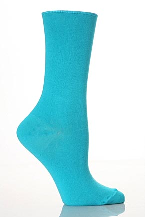 Ladies 1 Pair Levante Comfort Top Cotton Socks In 5 Colours Jade
