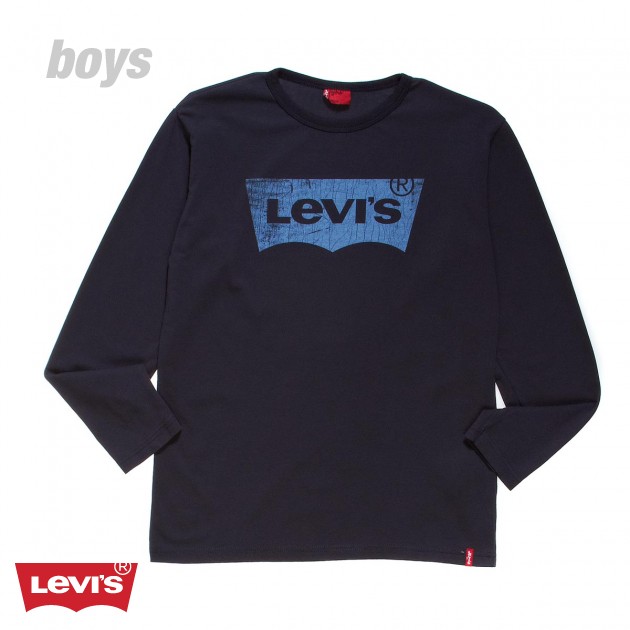 Boys Levis Batlong Long Sleeve T-Shirt - Navy