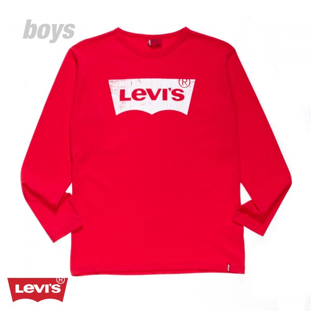 Boys Levis Batlong Long Sleeve T-Shirt - Red