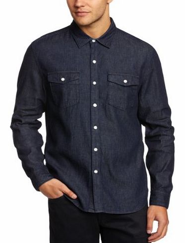 Mens Truckee Western Regular Fit Classic Long Sleeve Casual Shirt, Blue (Rinse Denim), Medium