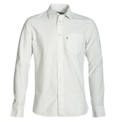 Off White Shirt with Green and