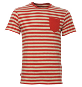 Red and Beige Stripe T-Shirt