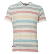 White and Coloured Stripe T-Shirt