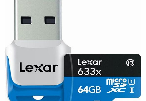 Lexar 64GB Class 10 UHS-I High Speed Micro SDXC Memory Card with USB 3.0 Card Reader
