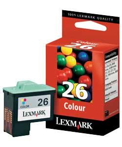 Lexmark No 26 Colour Inkjet Cartridge 10NOO26