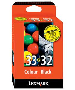 Lexmark Numbers 32 and 33 Twin Pack of Ink Cartridges