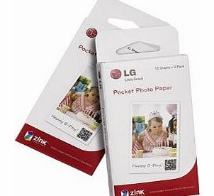 LG PS2203 Photo Printer Paper Without Ink 30 Sheets 5 x 7.6 cm White