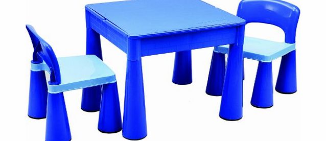 Building Block PLay Top Table & Chairs Set - Blue