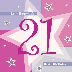 Life Begins at 21 Birthday Napkins
