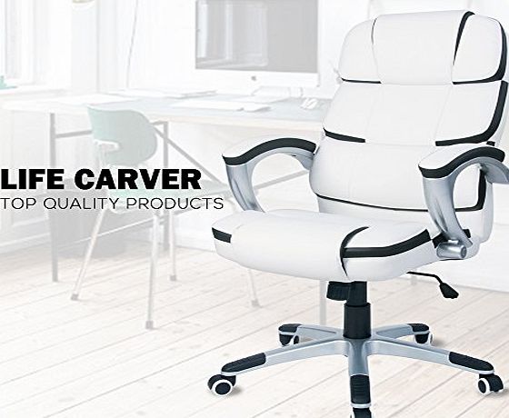 LIFE CARVER BTM New Office Chair Mesh Lumbar Support Chair Office Chair Computer Gaming Chair Reclining Chair Ergonomic Chair (White)