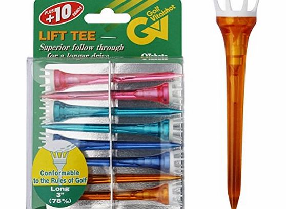 Lift Tees Golf Vitalshot Lift Tees 3`` (78mm) Mixed Colours x 8 per pack