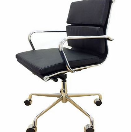 LiftMaster Charles Eames Style PU Leather Height Tilt Adjustable Office Computer Chair (Black)