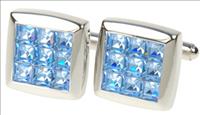 Light Blue Crystal Panel Cufflinks by Simon Carter
