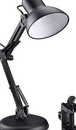 Lighting EVER LE Swing Arm Desk Lamp, 5W G45 E27 LED Bulb included, Equal to 40W Incandescent bulbs, Daylight White, Regular E27 Sized Socket, C-clamp Mounted Table Lamp, Architects Desk Lamp