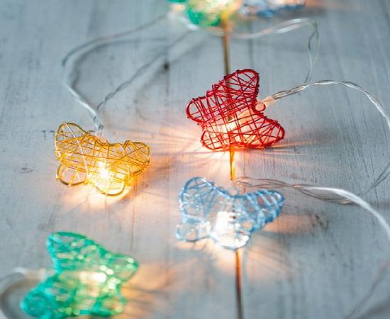 Lights4fun 10 Multi Coloured Butterfly Battery Operated LED Fairy Lights by Lights4fun