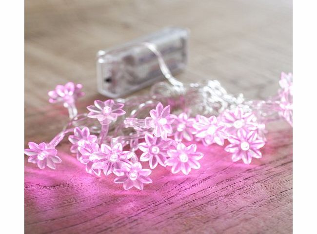 Lights4fun Battery Operated Sunflower Fairy Lights with 20 Pink LEDs by Lights4fun
