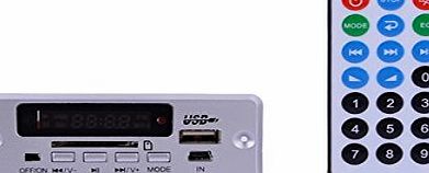 LightsCastle 1.0`` LED Car MP3 Player Module w/ FM/ USB/Mini USB/SD/Remote Controller - Black/Silver (12V)