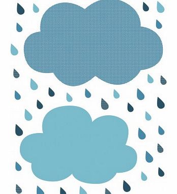 Sticker - sheet of clouds and drops - grey `One