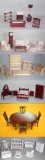 DOLLS HOUSE FURNITURE SET OF 6 ROOMS/ 37 PIECE SET/ NEW
