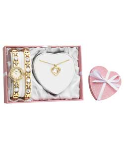 limit Ladies Gold Plated 3 Piece Set Heart Box