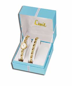Limit Ladies Gold Plated Bracelet Watch Set