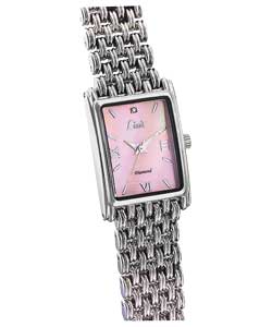 Ladies Pink Dial Silver Bracelet Watch