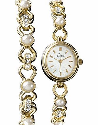 Limit Womens Quartz Watch with White Dial Analogue Display and Gold Bracelet 6900G.29