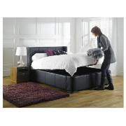 Double Leather Storage Bed, Black & Rest