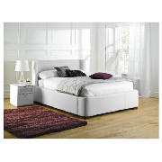 Double Leather Storage Bed, White & Rest