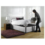 Double Leather Storage Bed, White &