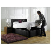King Leather Storage Bed, Black And Rest