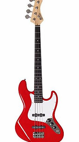 Lindo Guitars Lindo J-BASS Electric Bass Guitar with Soft Carry Case - Red