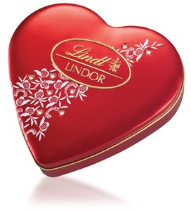 , Lindor heart tin with crystals
