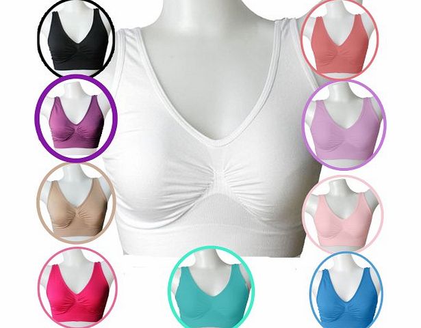 Comfort Stretch Pull On Bra-Sports Style Soft Stretch Cup-10 Colours to Choose From-All Sizes 6-20 (White XXL Size 18)