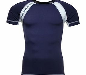 Linebreak Short Sleeve Compression T-Shirt Navy/Silver
