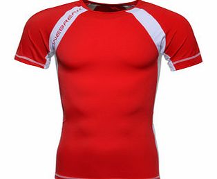 Linebreak Short Sleeve Compression T-Shirt Red/White