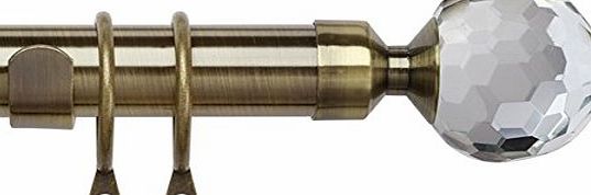 Linens Limited Glacier Crystal 25 - 28mm Extendable Metal Curtain Pole Set, Antique Brass, 70 - 120 Cm