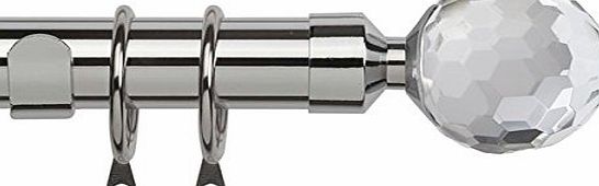 Linens Limited Glacier Crystal 25 - 28mm Extendable Metal Curtain Pole Set, Chrome, 70 - 120 Cm