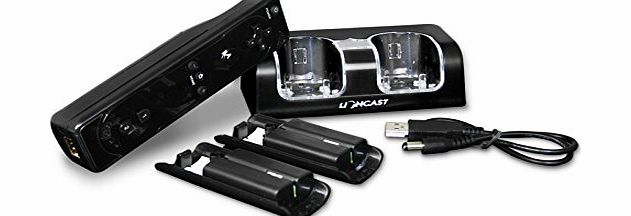 Lioncast Wii and Wii U charging station with 2 batteries for Nintendo Wii remote controller
