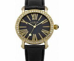Lipsy Ladies Black and Gold Watch